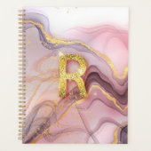 モノグラムRロセゴルドピンクグリッターガーリーギフト プランナー手帳 (正面)