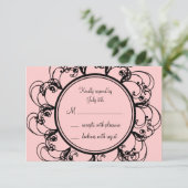 モノグラムRSVP （ピンク） 出欠カード (スタンド正面)