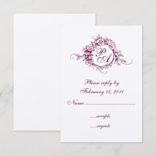 モノグラムRSVP 出欠カード (正面/裏面)