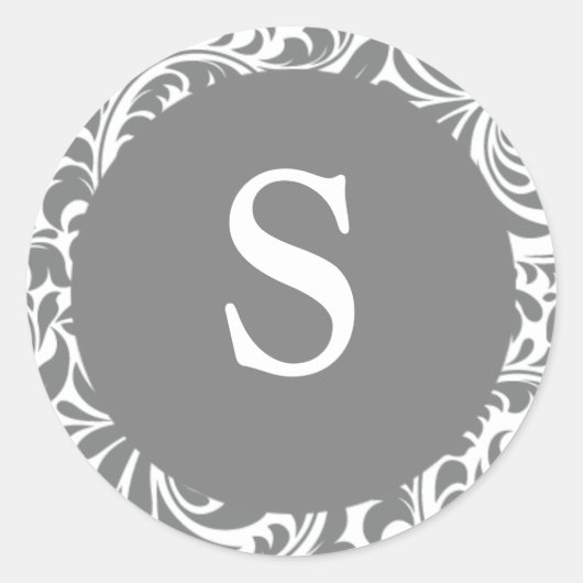 モノグラムSグレーグレー結婚デザイナーのモノグラムSe ラウンドシール (正面)