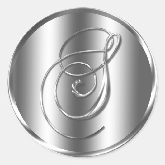 モノグラムSシルバーカラー結婚式招待状 ラウンドシール (正面)