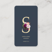モノグラムSプロフェッショナルダークブルーモダン金ゴールド 名刺 (正面)
