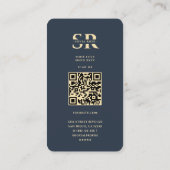 モノグラムSプロフェッショナルダークブルーモダン金ゴールド 名刺 (裏面)