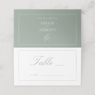 モノグラムSage Greenスクリプト結婚のテーブル番号 プレイスカード