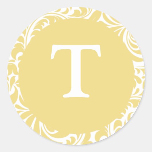 モノグラムTアンティーク金ゴールドペルソナライ結婚ブルのMon ラウンドシール (正面)