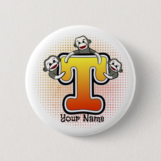 モノグラムTソックモンキー 缶バッジ (正面)