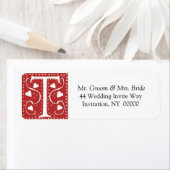 モノグラムTハート赤結婚白の色戻り ラベル (インサイチュ)