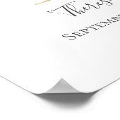 モノグラムTピンクホワイトフローラ金ゴールド文字子供部屋 ポスター (角)