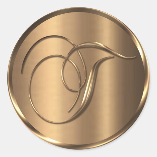 モノグラムT非金属ブロンズ封筒用シール ラウンドシール (正面)