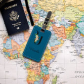 モノグラムUコバルトウォーターカラーフラワーラゲッジタグ ラゲッジタグ