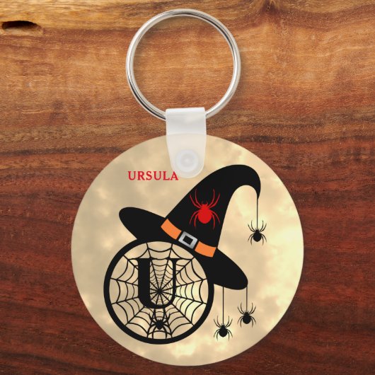 モノグラムUハロウィーンスカイウィッチスパイダーズ名 キーホルダー (正面)