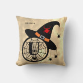 モノグラムUハロウィーンスカイウィッチスパイダーズ名 クッション (正面)
