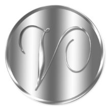 モノグラムVシルバーカラー結婚式招待状ホリデイ