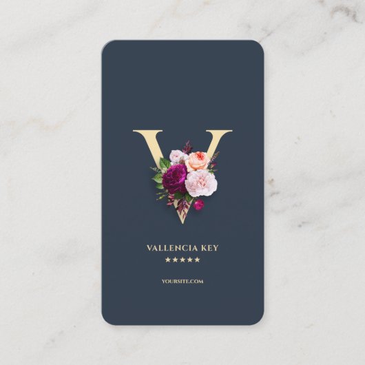 モノグラムVフローラプロフェッショナルダークブルー金ゴールド 名刺 (正面)