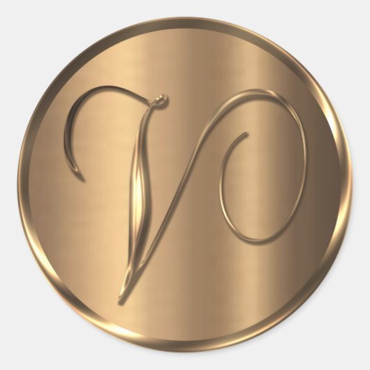 モノグラムV非金属ブロンズ封筒用シール ラウンドシール (正面)