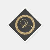 モノグラムV、エレガントゴールデンスクリプト スタンダードカクテルナプキン (角)