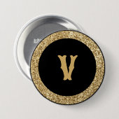 モノグラムV、エレガントゴールデンスクリプト 缶バッジ (正面&裏面)