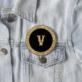 モノグラムV、エレガントゴールデンスクリプト 缶バッジ (インサイチュ)