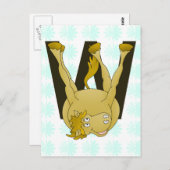 モノグラムWおもしろいポニパーソナライズされたー ポストカード (正面/裏面)