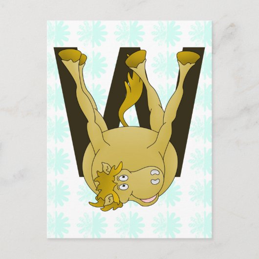 モノグラムWおもしろいポニパーソナライズされたー ポストカード (正面)