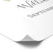 モノグラムWピンクホワイトフローラ金ゴールド文字子供部屋 ポスター (角)