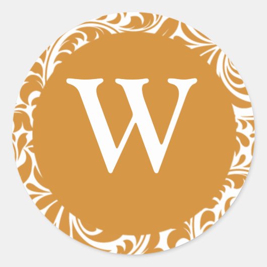 モノグラムWラテホワイト招待状シールステッカー ラウンドシール (正面)