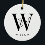 モノグラムW天の名前 セラミックオーナメント<br><div class="desc">このモノグラムのクリスマス装飾であなたの休日の装飾に天の魔法のtouch素晴らしを追加しなさい！小さな星と月で飾られた手紙のまわりにと、その下の名前の選択を特徴とするこのパーソナライズされたオーナメントは、季節に最適な記念の品である。文字の下に10キャラクターまで収まる。あなたはの飾自分の木や思いやりある贈り物 – おそらく新生児や家族のために与え、このオーナメントは祭りにユニーク意味のあるtouchを追加する。この祝スタイルで永遠の天のデザインと共にの休日をインスパイア!家族の一人ひとりに自分の木に一つ飾選べる！このリストは"W"の文字のためであるが、残りの文字のための天のオーナメントコレクションの残りの部分を参照してください！</div>