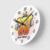 モノグラムW靴下モンキークロック ラウンド壁時計 (傾斜)