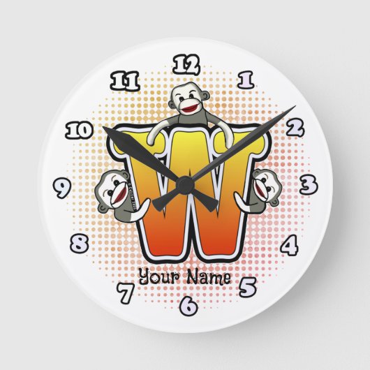 モノグラムW靴下モンキークロック ラウンド壁時計 (正面)