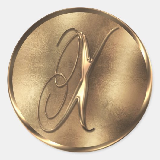 モノグラムXブロンズ結婚式招待状ホリデイ ラウンドシール (正面)