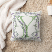 モノグラムYラベンダーユーカリ植物学テーマ クッション (ブランケット)