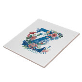 モノグラム'Z'装飾フローラデザイン タイル (側面)