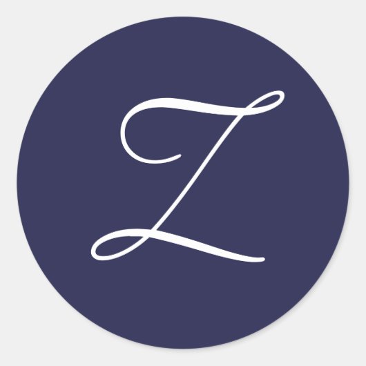 モノグラムZ、ネイビーブルーの白、 ラウンドシール (正面)