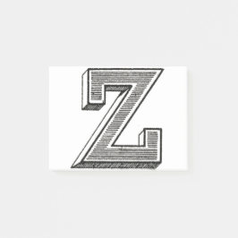 モノグラムZ、文字Z、アルファベットZ、白黒 ポストイット