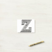 モノグラムZ、文字Z、アルファベットZ、白黒 ポストイット (デスク上)