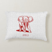 モノグラメドかわいいダークレッドエレファントラインスケッチ アクセントクッション (裏面)