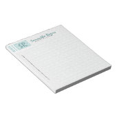 モノグラメドセージ緑&ホワイトダマスク ノートパッド (アングル)