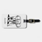 モノグラメド可愛い黒象ラインスケッチ ラゲッジタグ (正面横)