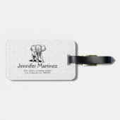 モノグラメド可愛い黒象ラインスケッチ ラゲッジタグ (裏面横)