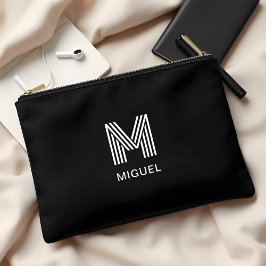 モノグラモダンお洒落ムシンプルブラック アクセサリーポーチ