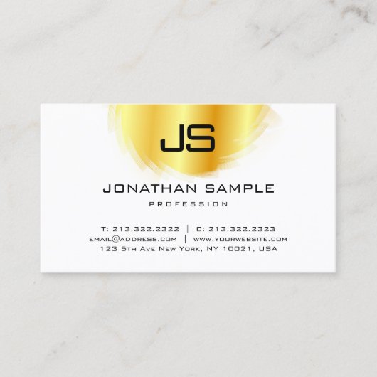 モノグラモダンエレガントムフェイク金ゴールドテンプレート 名刺 (正面)