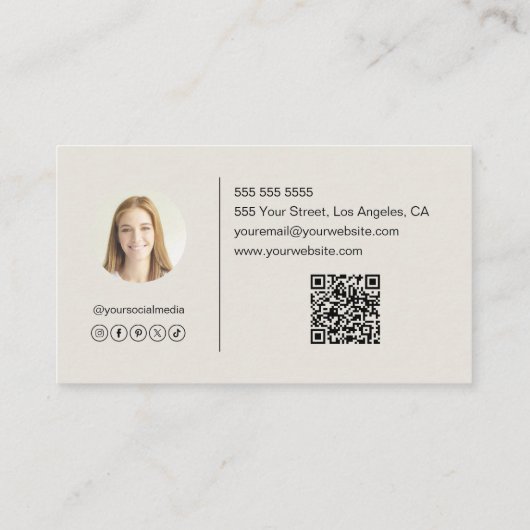 モノグラモダンエレガントム写真QRコード 名刺 (裏面)