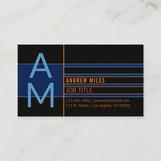 モノグラモダンムおよび編集可能なシェイプとカラー 名刺 (正面)