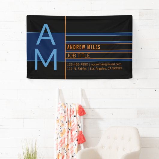 モノグラモダンムおよび編集可能なシェイプとカラー 横断幕 (インサイチュ)