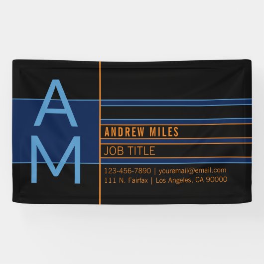 モノグラモダンムおよび編集可能なシェイプとカラー 横断幕 (横)