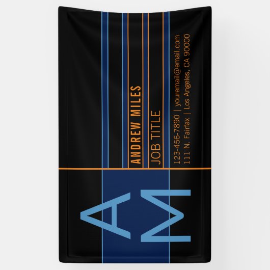 モノグラモダンムおよび編集可能なシェイプとカラー 横断幕 (縦)