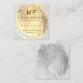 モノグラモダンムでブラッシングしたテクスチャ水カラー スクエア名刺 (正面/裏面)