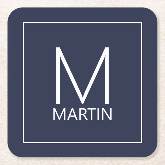 モノグラモダンムとネーム正方形紙 スクエアペーパーコースター (正面)