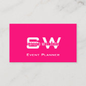 モノグラモダンムとロゴ付きプレーンピンクの白 名刺 (正面)