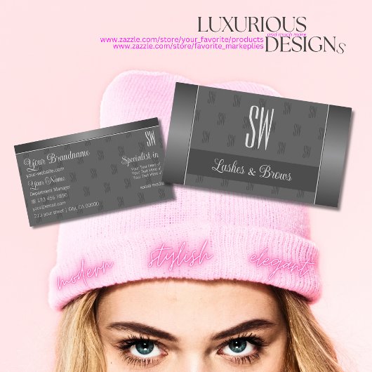 モノグラモダンムと写スタイリッシュ真を持つシルバーグレー 名刺